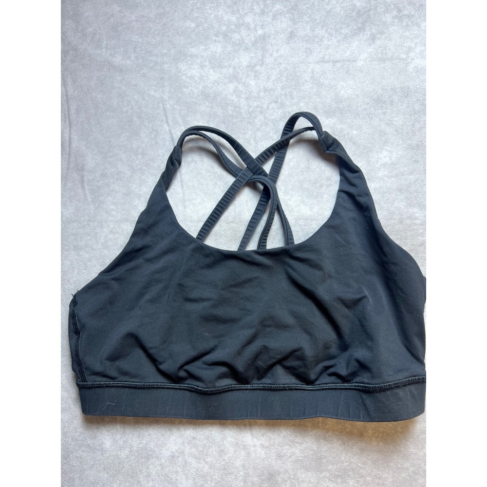 Lululemon Energy Bra Women Activewear Sports Bra 10 Black Strappy Back Yoga Gym